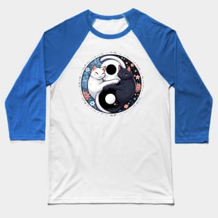 Playful Ying Yang Cats Baseball T-Shirt